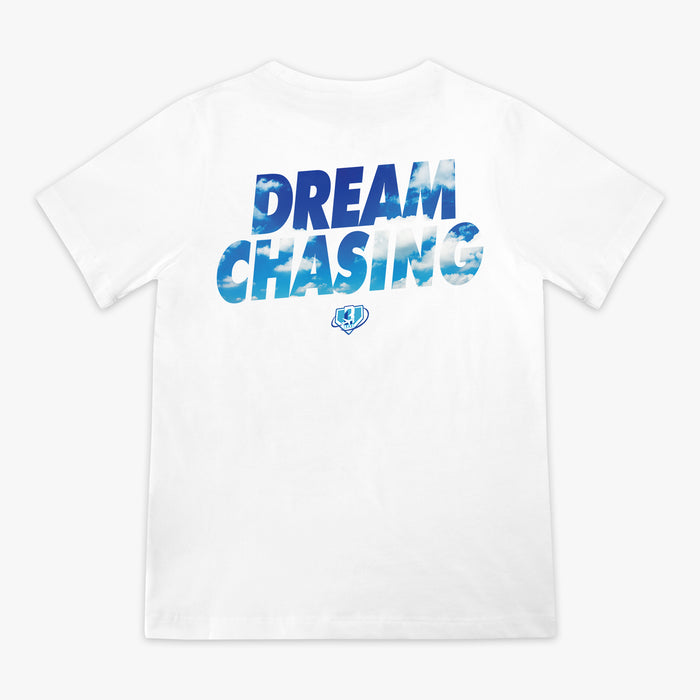 Youth graphic tee with “Dream Chaser” design — back view