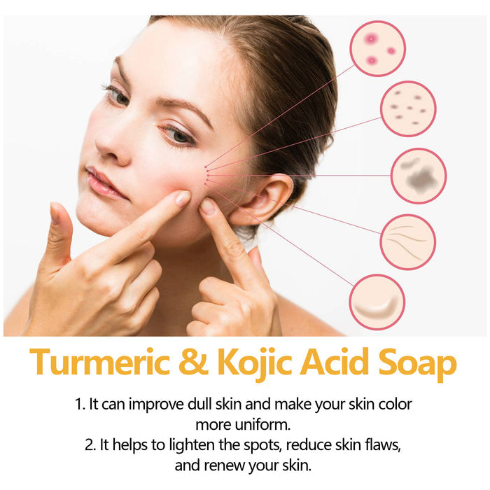 EELHOE Lemon turmeric kojic acid soap Gently Clean Facial Fading Spots Brighten Skin Color Hydrating Moisturizing EELHOE COSMETICS