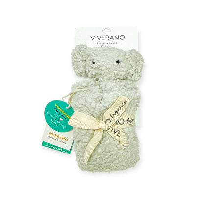 ELEPHANT - Organic SHERPA Lovey Baby Security Blanket Cuddle Cloth (Packaged)