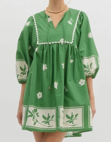 Entro Floral Stencil Border Dress