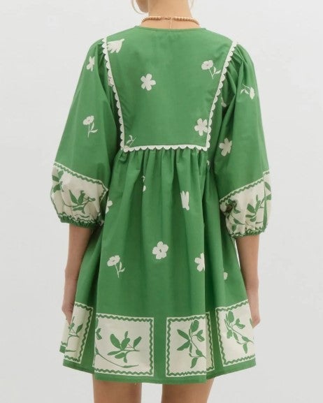 Entro Floral Stencil Border Dress