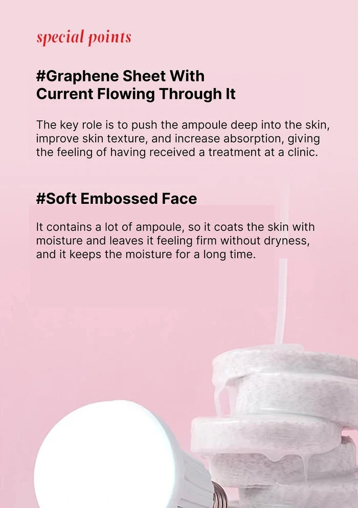 Product packaging with text on a pink background