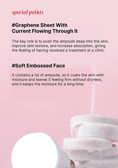 Product packaging with text on a pink background