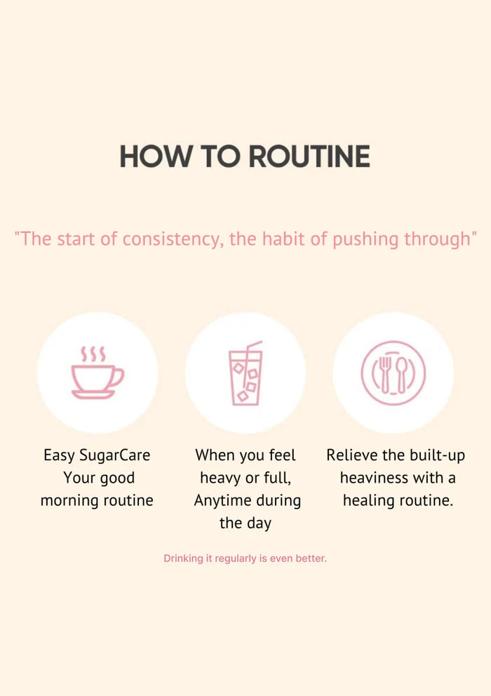 Illustration of a routine guide with icons and text on a beige background