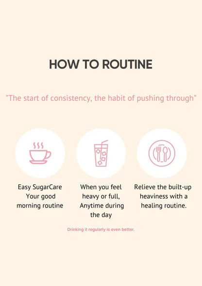 Illustration of a routine guide with icons and text on a beige background