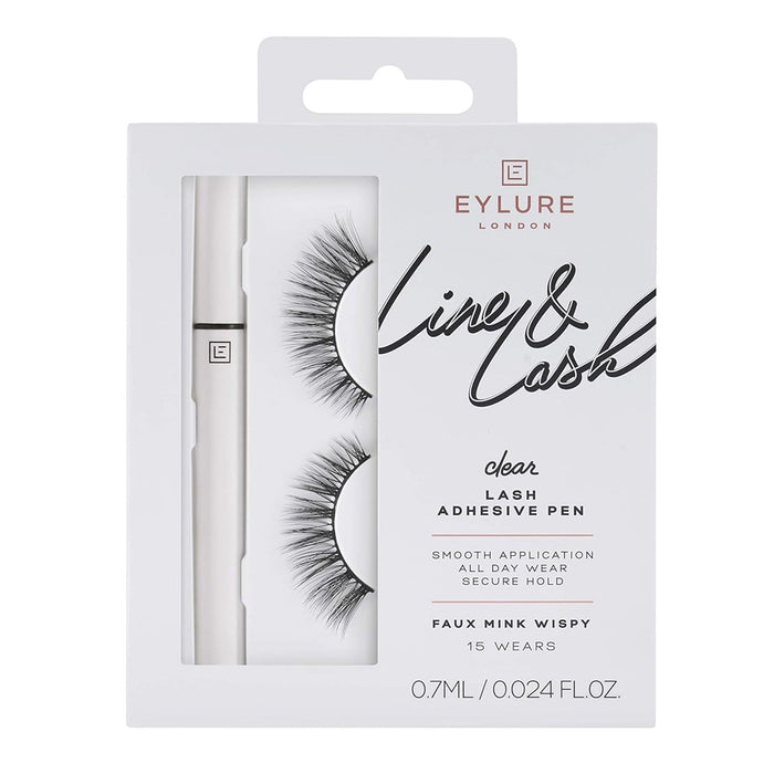 Eylure London Line & Lash Clear Lash Adhesive Pen Faux Mink Wispy 0.024oz/ 0.7ml - ikatehouse
