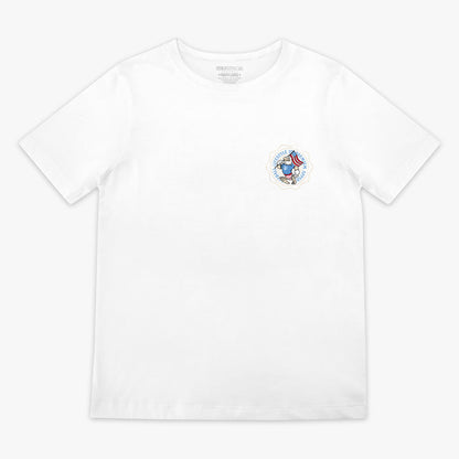 Youth graphic tee with “Fastballs & Freedom” design — front view