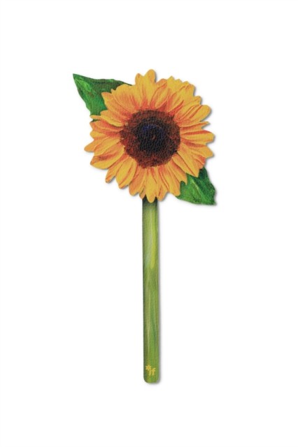 'Faux-leather' Flower Shaped Bookmark - Sunflower