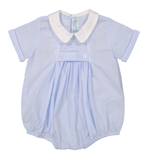 Feltman Chevron Smocked Creeper-Lt. Blue