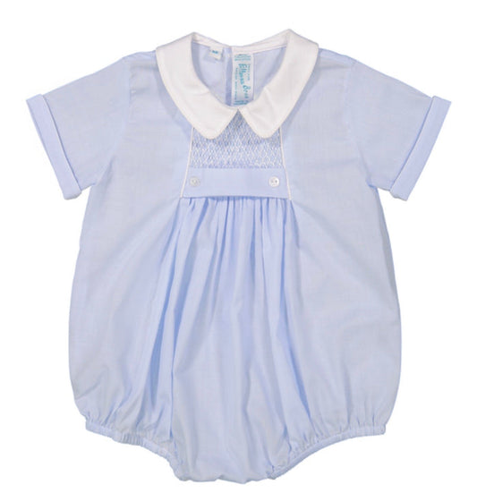 Feltman Chevron Smocked Creeper-Lt. Blue