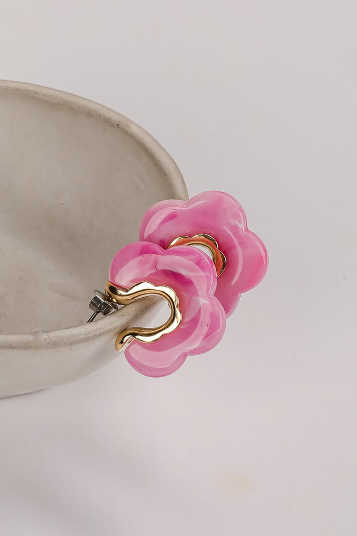 Bree Acrylic Flower Hoop Earrings