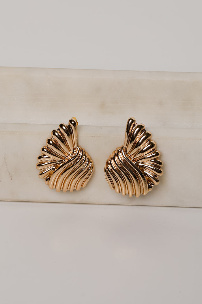 Kenzie Gold Textured Statement Earrings