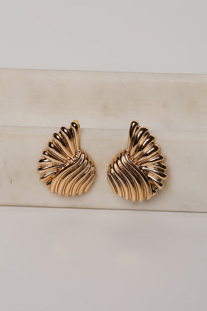 Kenzie Gold Textured Statement Earrings