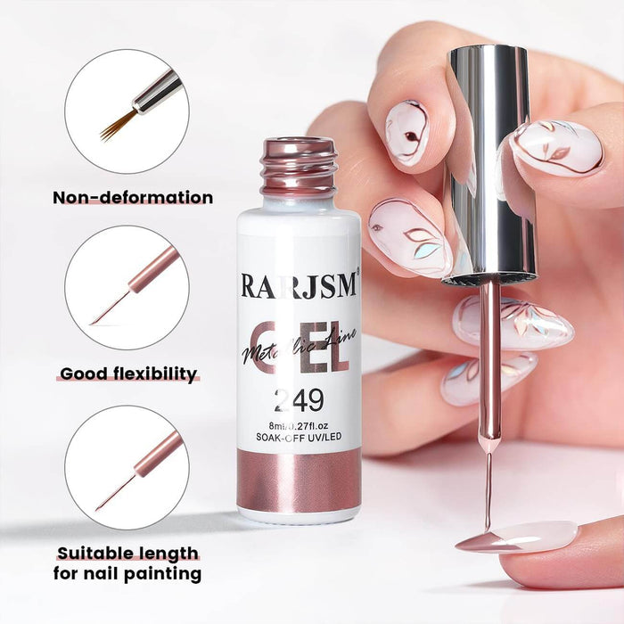 Flash Sale Rose Gold Mirror Chrome Metallic Nail Art Liner Gel 8ml - Limited Time 60% OFF