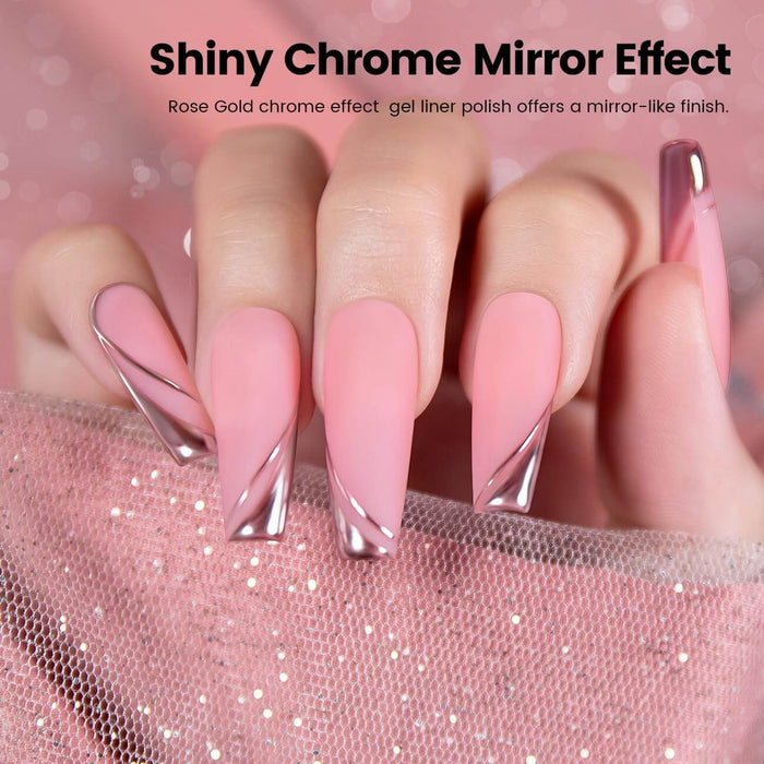 Flash Sale Rose Gold Mirror Chrome Metallic Nail Art Liner Gel 8ml - Limited Time 60% OFF