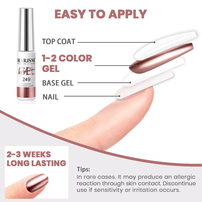 Flash Sale Rose Gold Mirror Chrome Metallic Nail Art Liner Gel 8ml - Limited Time 60% OFF
