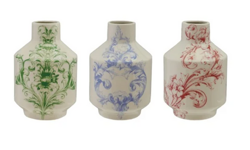 Floral stoneware vase