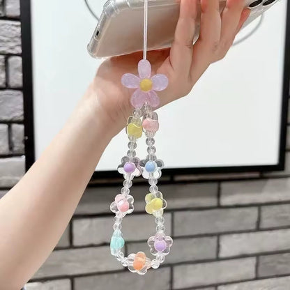 Flower Beaded Phone Charm Wristband