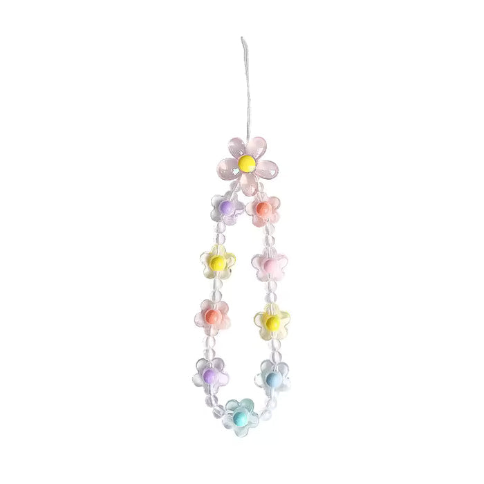 Flower Beaded Phone Charm Wristband