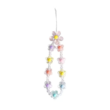 Flower Beaded Phone Charm Wristband