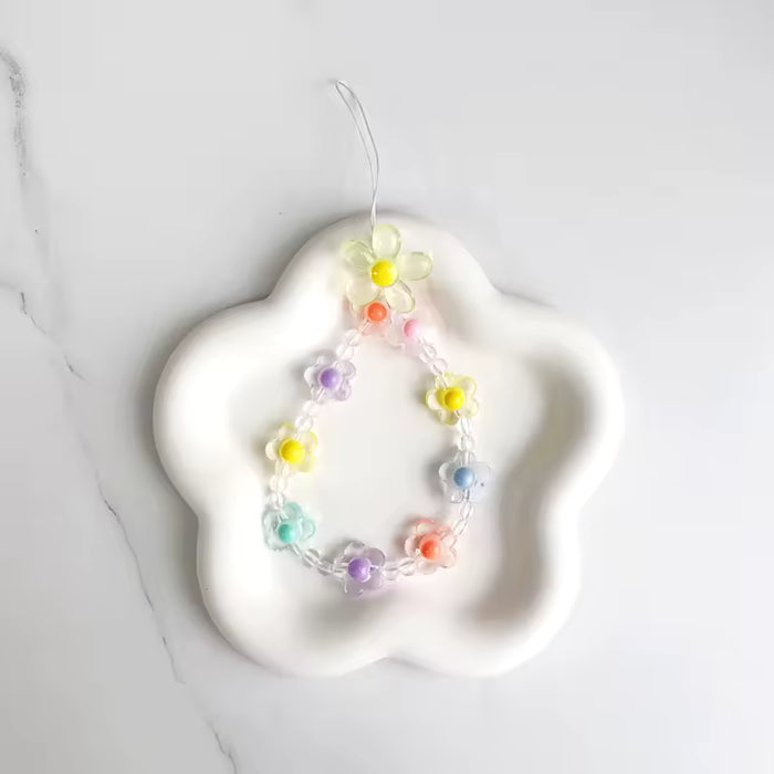 Flower Beaded Phone Charm Wristband