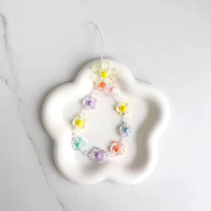 Flower Beaded Phone Charm Wristband