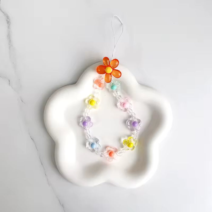 Flower Beaded Phone Charm Wristband