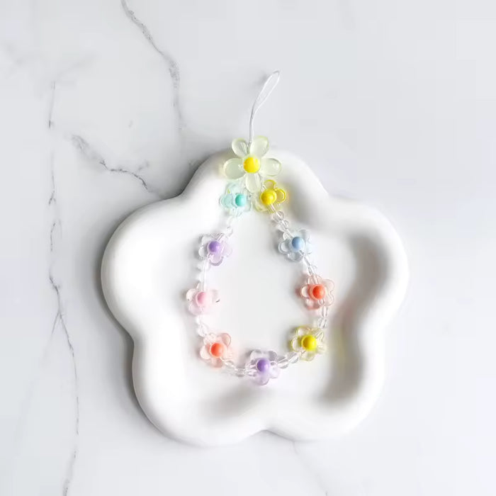 Flower Beaded Phone Charm Wristband