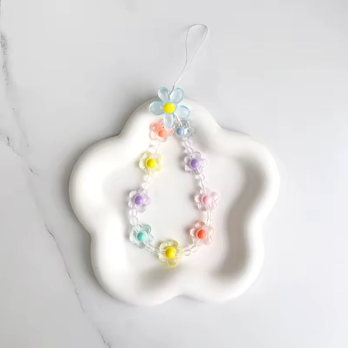 Flower Beaded Phone Charm Wristband