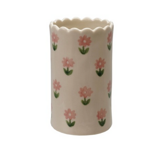 Flower stoneware vase