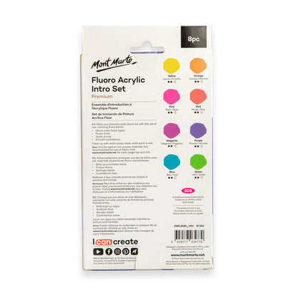 Fluoro Acrylic Paint Intro Set Premium 8pc x 18ml (0.6 US fl.oz)