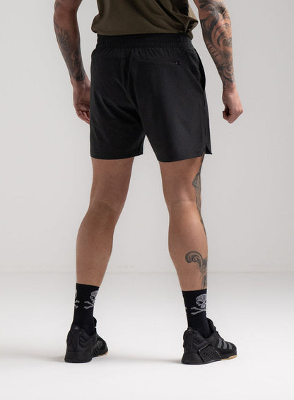 Angus Is 6ft 4" And Wears Size: L | Hem Studio Image Of Model Wearing Force Velocity Motion Shorts In Obsidian Black (SS Model)