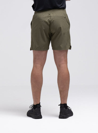 Jack Is 6ft 3" And Wears Size: L | Hem Studio Image Of Model Wearing Force Velocity Motion Shorts In Khaki (SS Model)