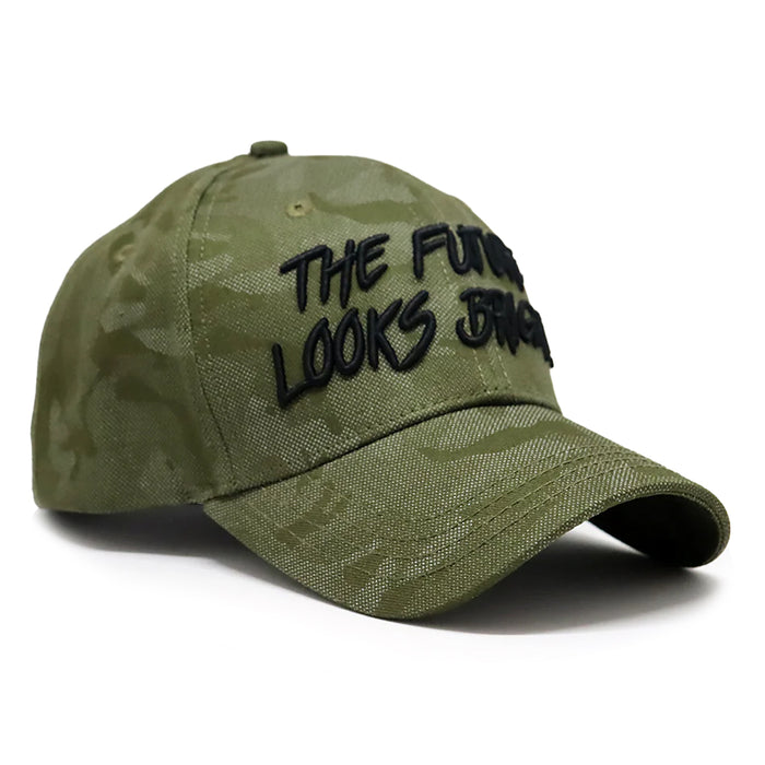 Future Looks Bright Army Green Textured Snapback Hat