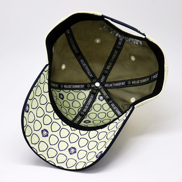 Future Looks Bright Dual Tone Beige and Navy Topo Print Snapback Hat