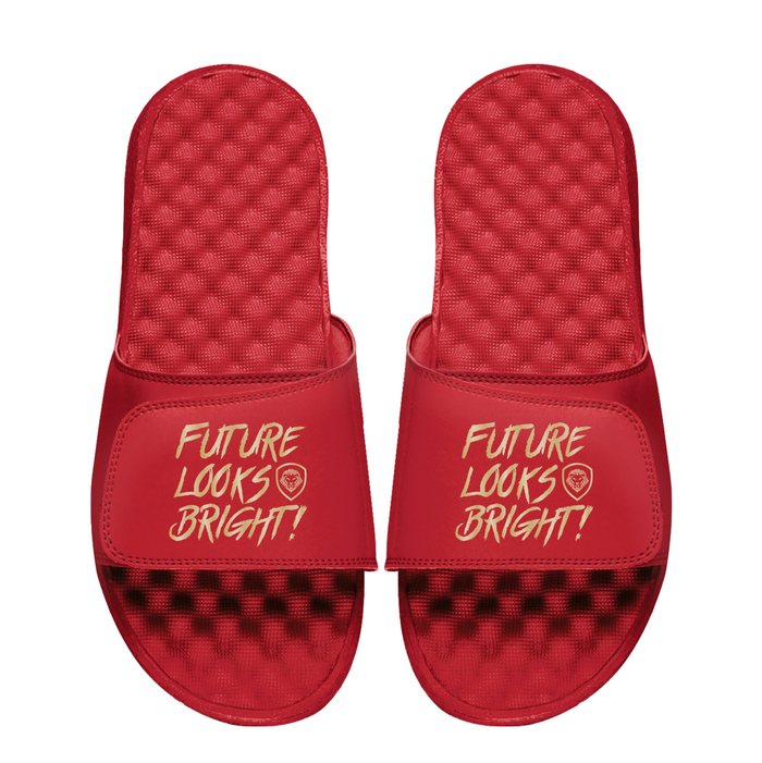 Future Looks Bright Lion Legacy Red & Gold Comfort Slides