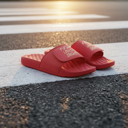 Future Looks Bright Lion Legacy Red & Gold Comfort Slides