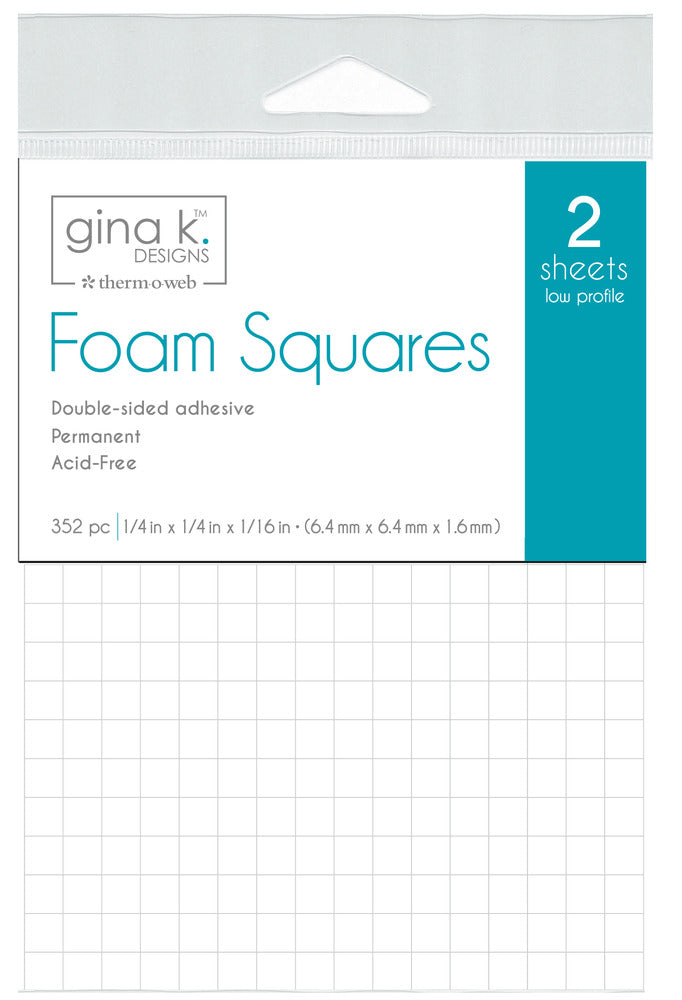 Gina K. Designs - Adhesive Foam Squares - 1/16" x 1/4" - White (2 Sheets). Available at Embellish Away located in Bowmanville Ontario Canada.