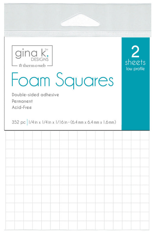 Gina K. Designs - Adhesive Foam Squares - 1/16" x 1/4" - White (2 Sheets). Available at Embellish Away located in Bowmanville Ontario Canada.