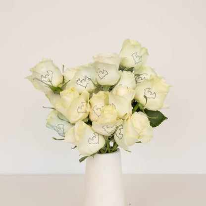 Glow In The Dark Black Bat Rose Vase - Image