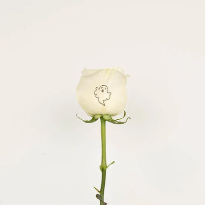 Glow In The Dark Ghost White Rose Vase - Image