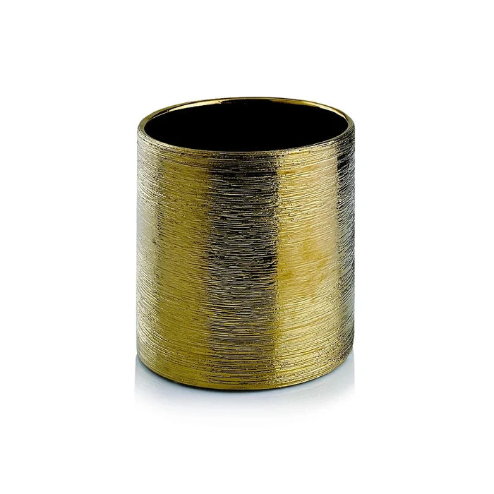 Gold Scratched Cylinder Vase Close Up - Image