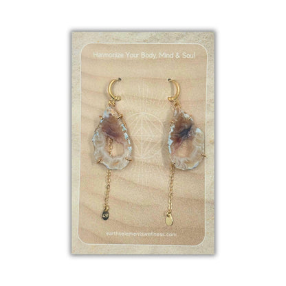 Gold Plated Earrings Agate Slice