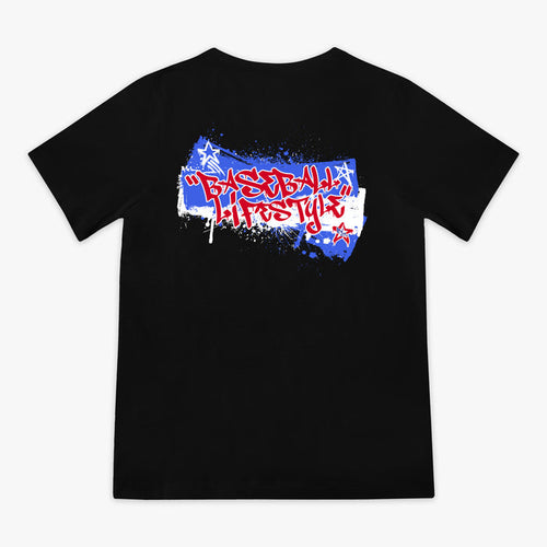Black Graffiti Stars USA youth graphic tee - back view