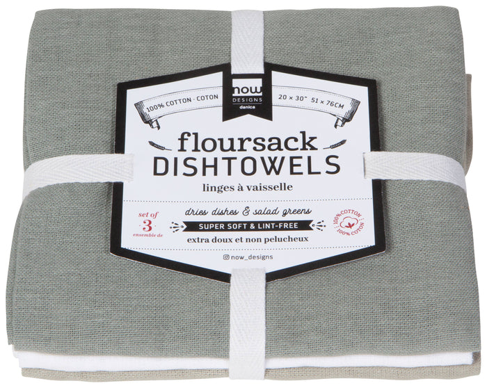 Gray White Moonstruck Floursack Dishtowels Set of 3