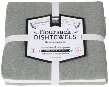 Gray White Moonstruck Floursack Dishtowels Set of 3