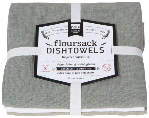 Gray White Moonstruck Floursack Dishtowels Set of 3