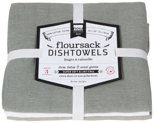 Gray White Moonstruck Floursack Dishtowels Set of 3