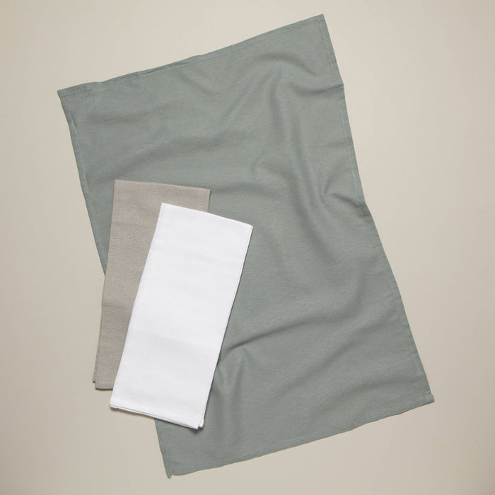 Gray White Moonstruck Floursack Dishtowels Set of 3