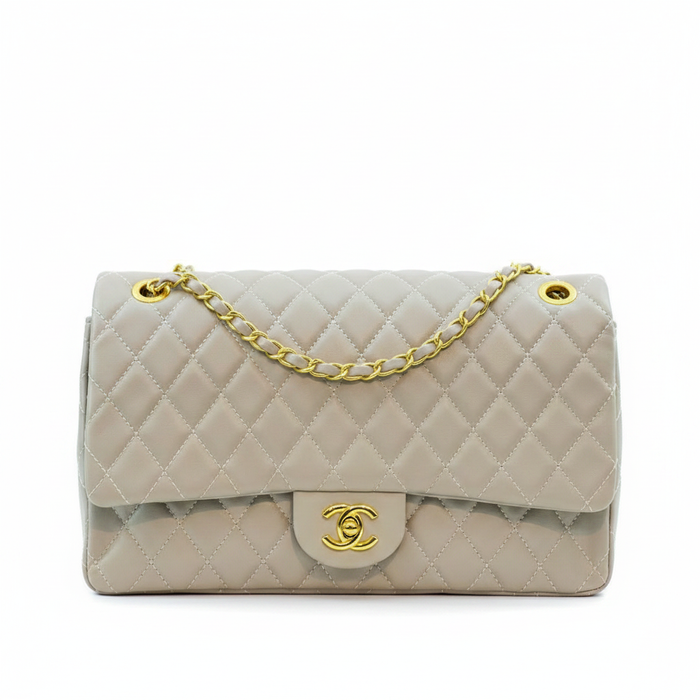 Grey Stone Double Flap Quilted Bag